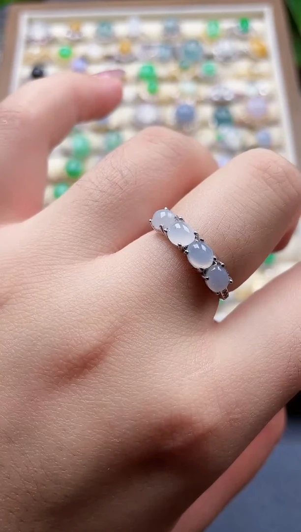 银S925镶嵌戒指翡翠1