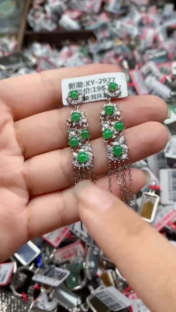 银S925镶嵌戒指翡翠天然A货缅甸翡翠