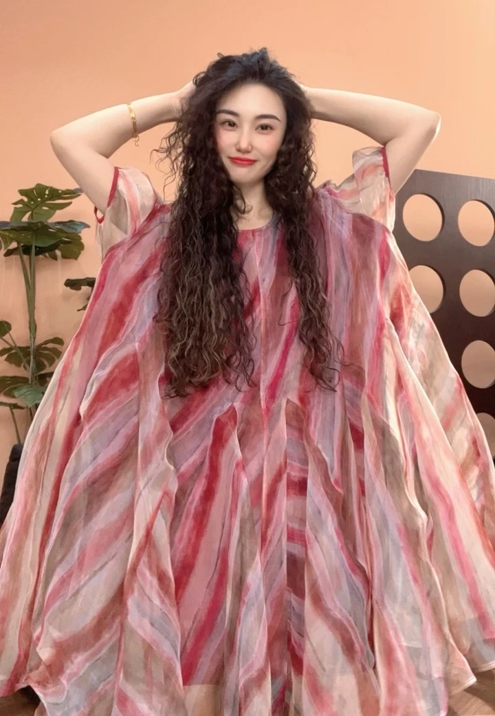 museguhui/木色古汇72321#条纹休闲气质时尚短袖百搭连衣裙