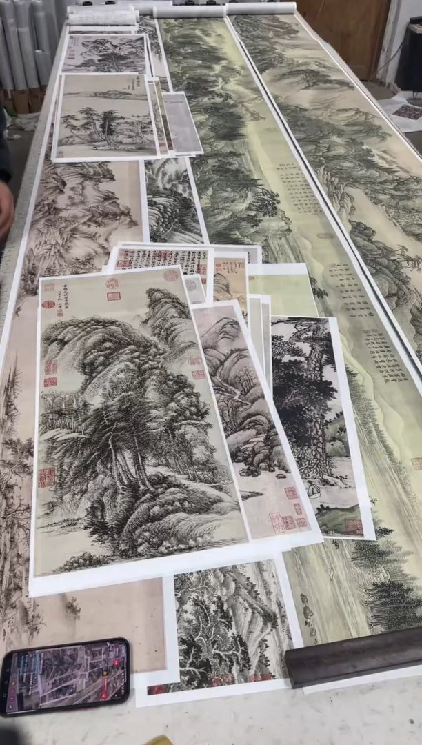 王翚 陡壑奔泉 微喷复刻