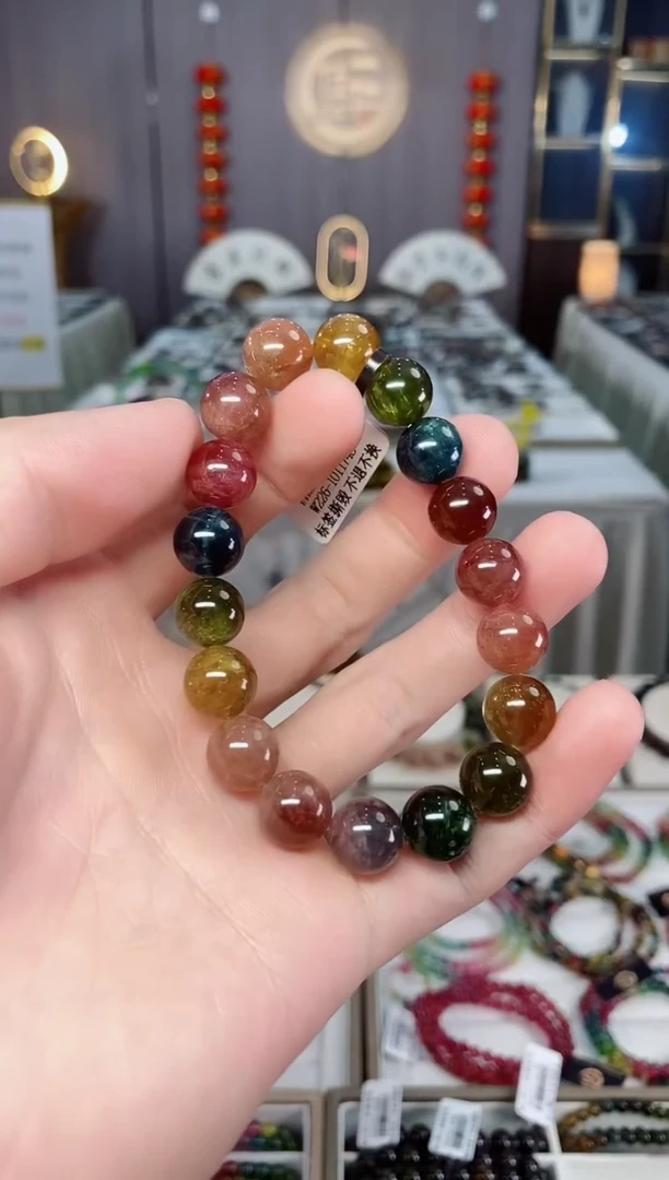 未镶嵌收藏级老矿碧玺单圈手串10mm+碧玺xion多样性发一条