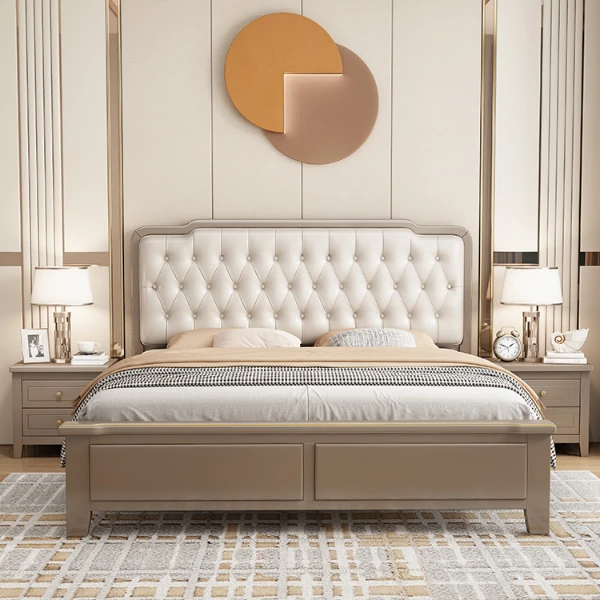 1988现代简约美式实木床1.8主卧双人床1.5型储物抽屉收纳床婚床