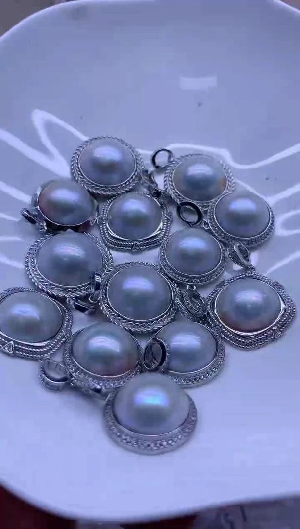 【闪购商品】拼合珍珠（马贝珠）吊坠(不含链)银S925镶嵌多发其一
