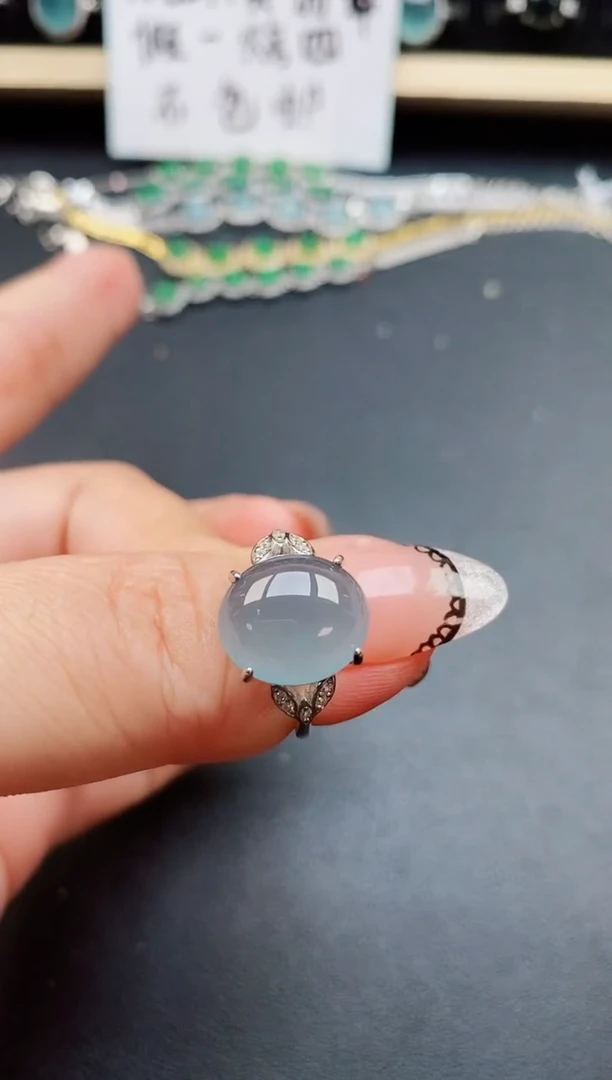 翡翠戒指银S925镶嵌312321