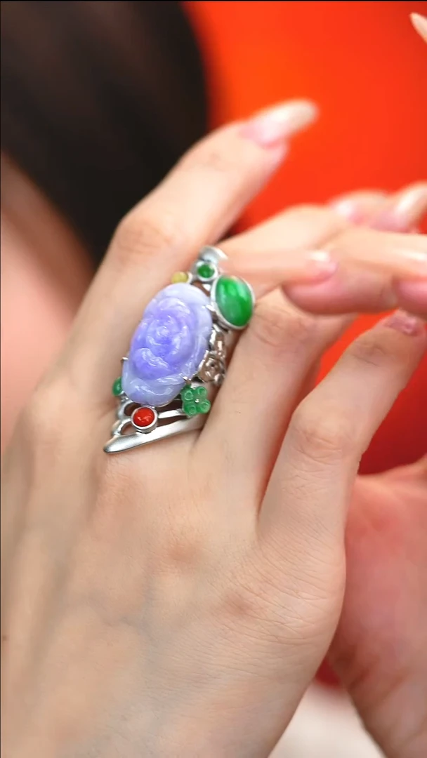 银S925镶嵌戒指翡翠新款