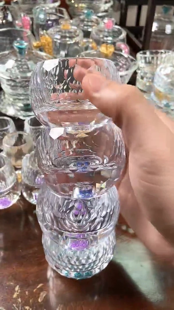 【闪购商品】玺宴新款水晶罗汉杯绿松石紫罗兰蓝钻金箔