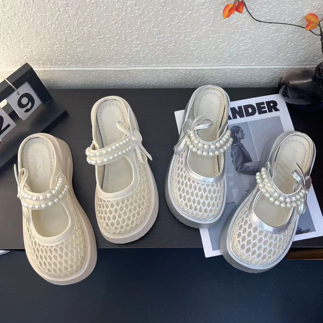 小香风厚底玛丽珍鞋女2025新款夏季外穿ins时尚百搭休闲包头拖鞋