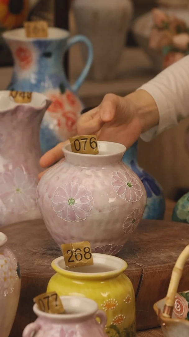 陶瓷景德镇设计师手作花器摆件侘寂风@M076@