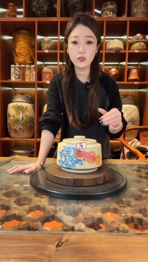 罐李正龙作品白泥小茶罐@94