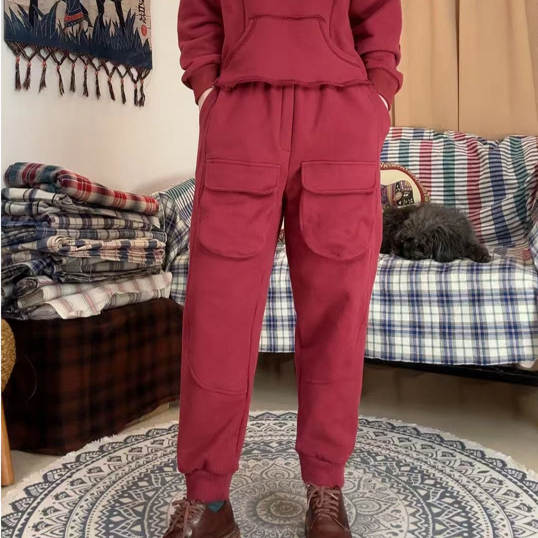 本古佳1026全棉斯密绒九分卫裤 116*90宽松 外穿 加绒 休闲 百搭