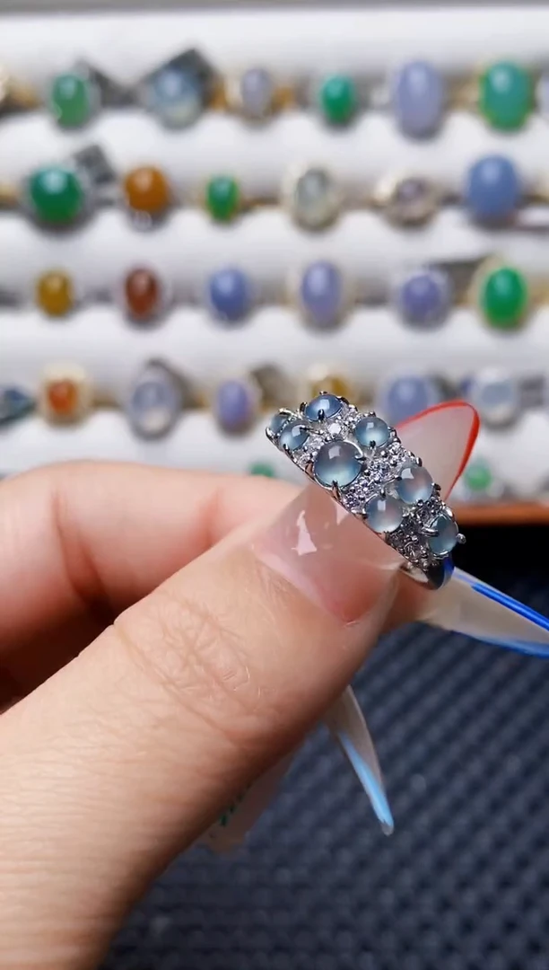 银S925镶嵌戒指翡翠0239