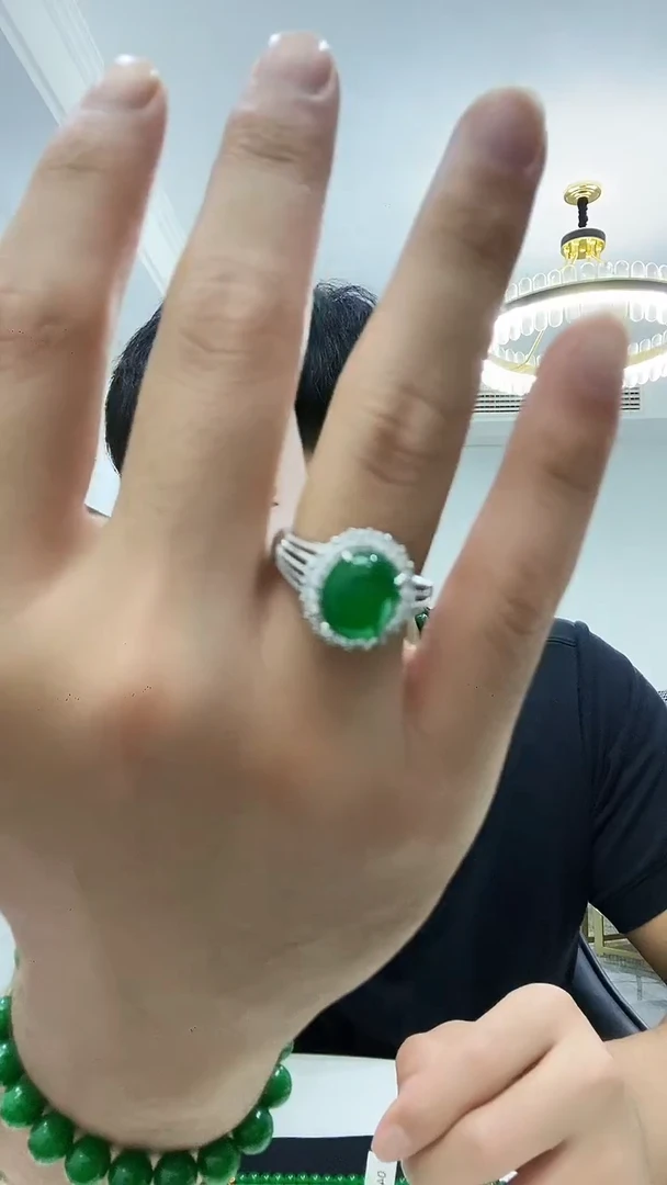 银S925镶嵌戒指翡翠J05