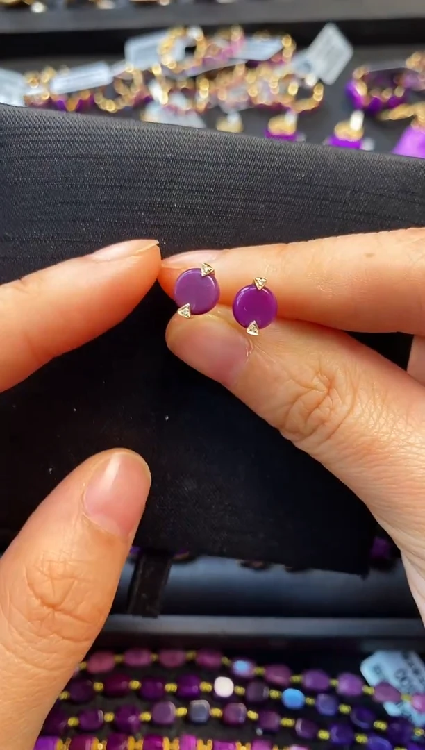 苏纪石（舒俱来）18K金镶嵌耳饰1