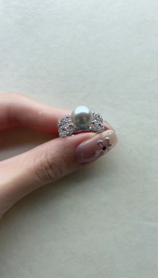 银S925镶嵌海水珍珠戒指19