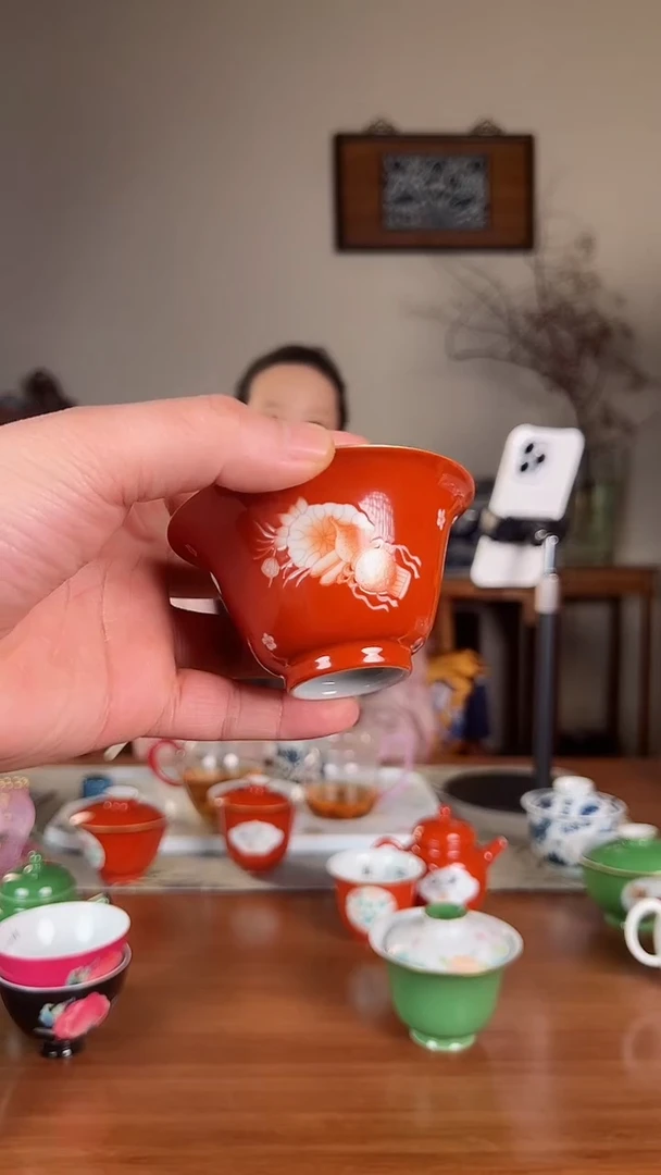 【闪购商品】红色盖碗花卉福利价格