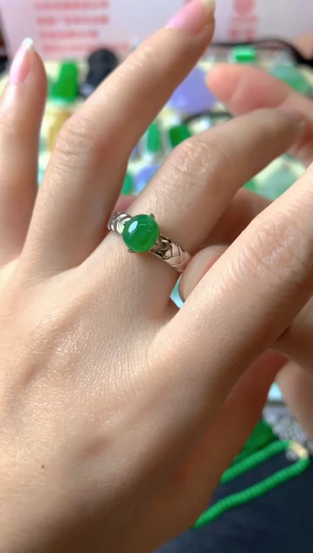 银S925镶嵌戒指翡翠L***y戒指