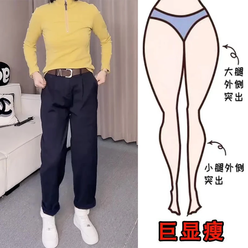 冬季新款美式时尚简约加绒休闲百搭通勤风显瘦高腰直筒九分牛仔裤