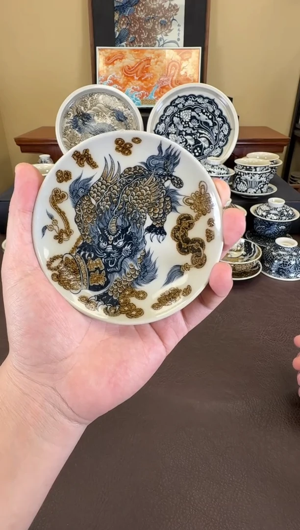 二号釉貔貅纹杯垫