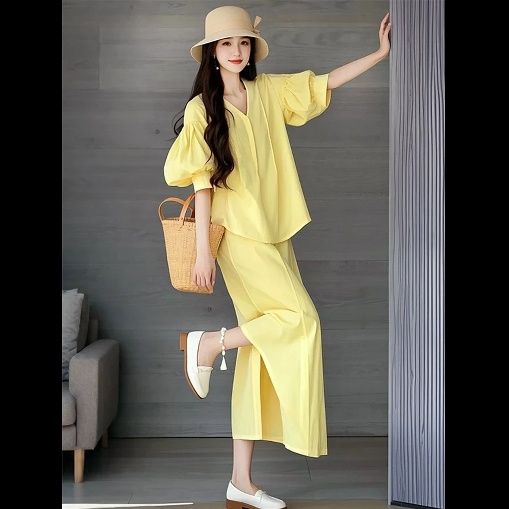 秋季穿搭气质韩版高级感绝美漂亮时尚洋气黄色衬衫显瘦半身裙套装