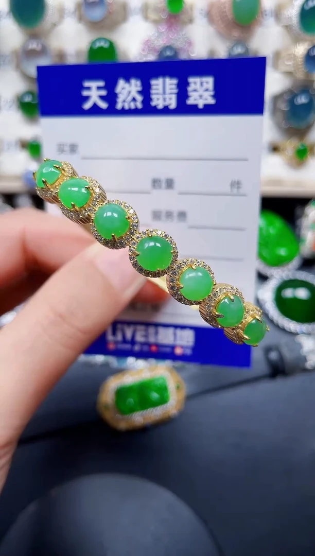 银S925镶嵌手链翡翠186