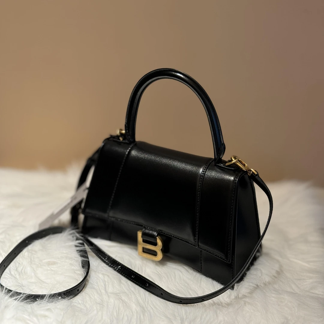 99新 Balenciaga/巴黎世家 大吉中古hz/光面沙漏黑金S码斜挎包