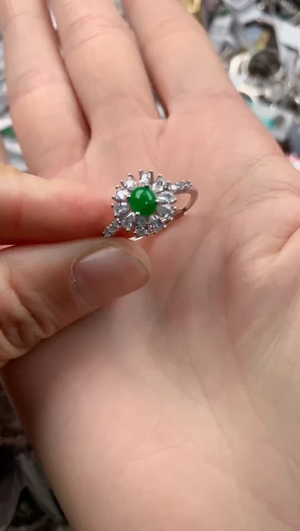 银S925镶嵌戒指翡翠111   10