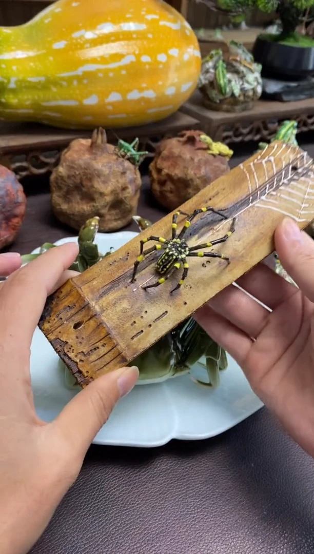 陶陶瓷蜘蛛竹片造型