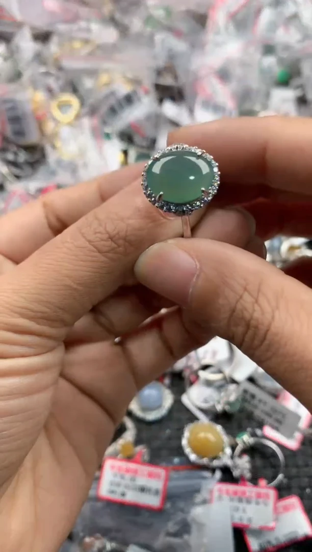 银S925镶嵌戒指翡翠11-11---9