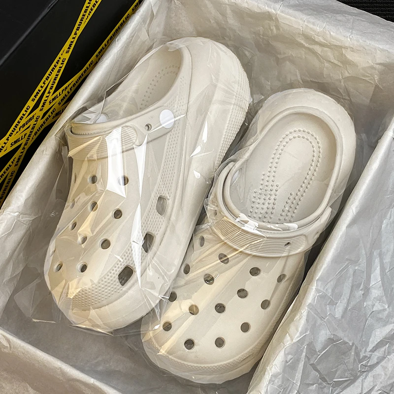 云朵泡芙洞洞鞋夏季男女款外穿厚底防滑凉鞋户外沙滩包头拖鞋女潮