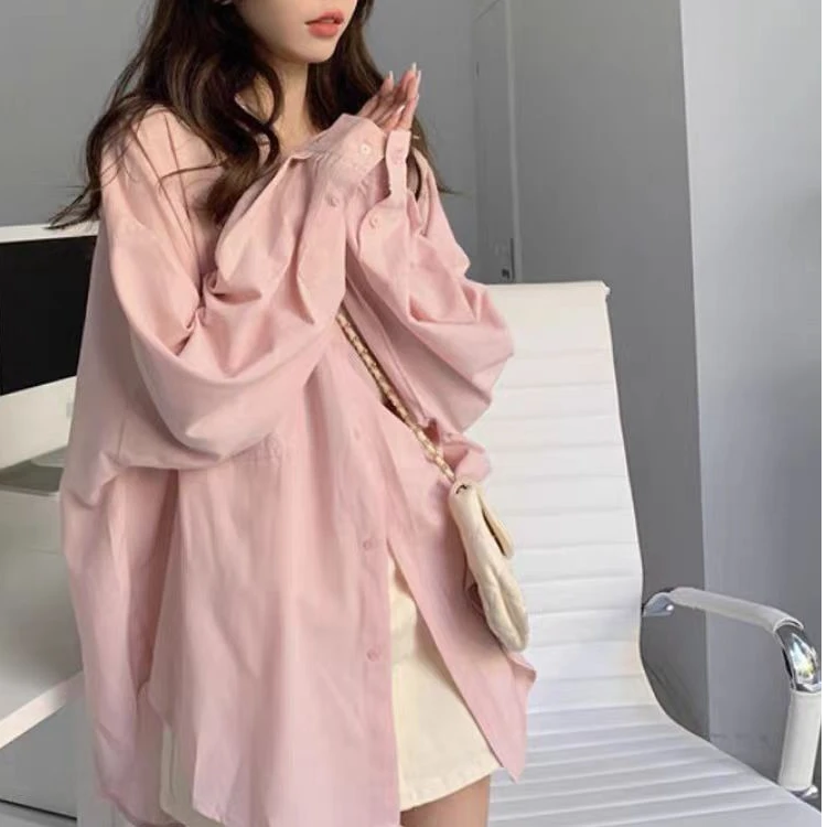 【减龄上新】时尚防晒衫百搭随性衬衫纯色20252 扣子本色白色随机