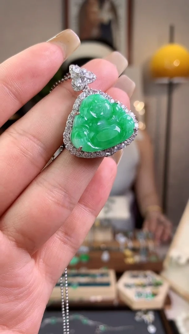 翡翠银S925镶嵌吊坠(不含链)【挽石珠宝】佛公