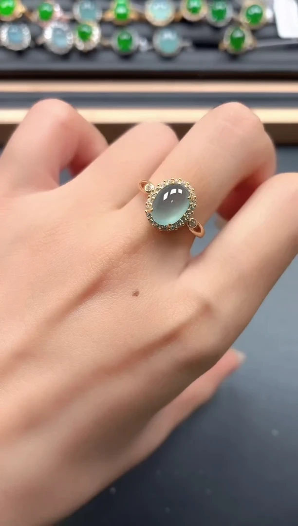 银S925镶嵌戒指翡翠111