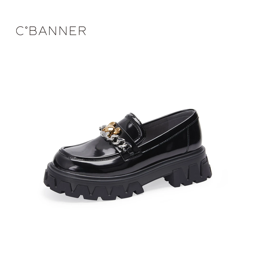 C.BANNER/千百度春季厚底增高简约百搭优雅乐福女鞋A22167121