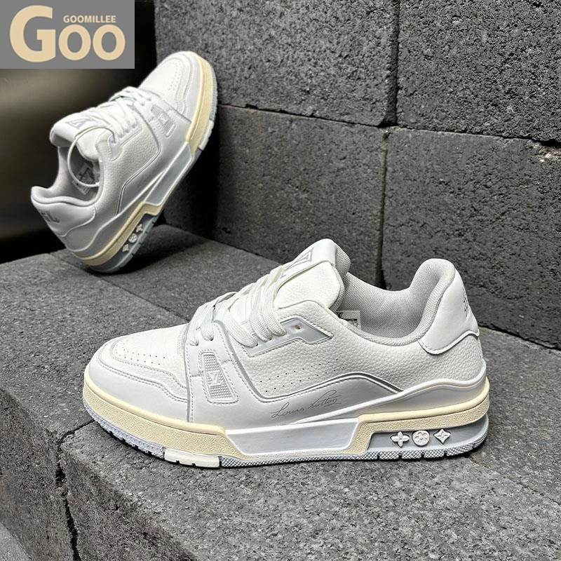 轻奢潮牌板鞋男2025秋冬皮面时尚百搭潮流情侣鞋厚底增高休闲鞋子