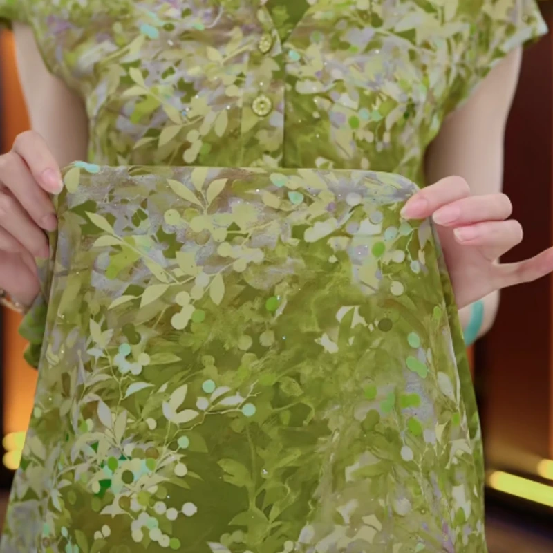 2025年新中式国风高级显瘦旗袍碎花连衣裙（平面花）【X4329】-喵喵