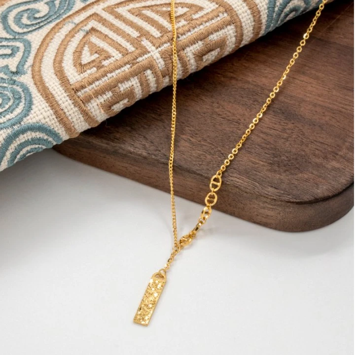 J【猪鼻上上签套链】足金999精工5G