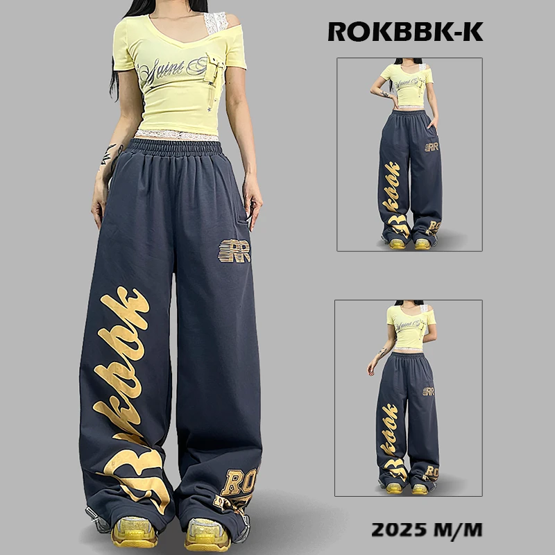 ROKBBK-K/布韩街舞潮牌夏季运动裤女宽松休闲街头嘻哈爵士舞长裤