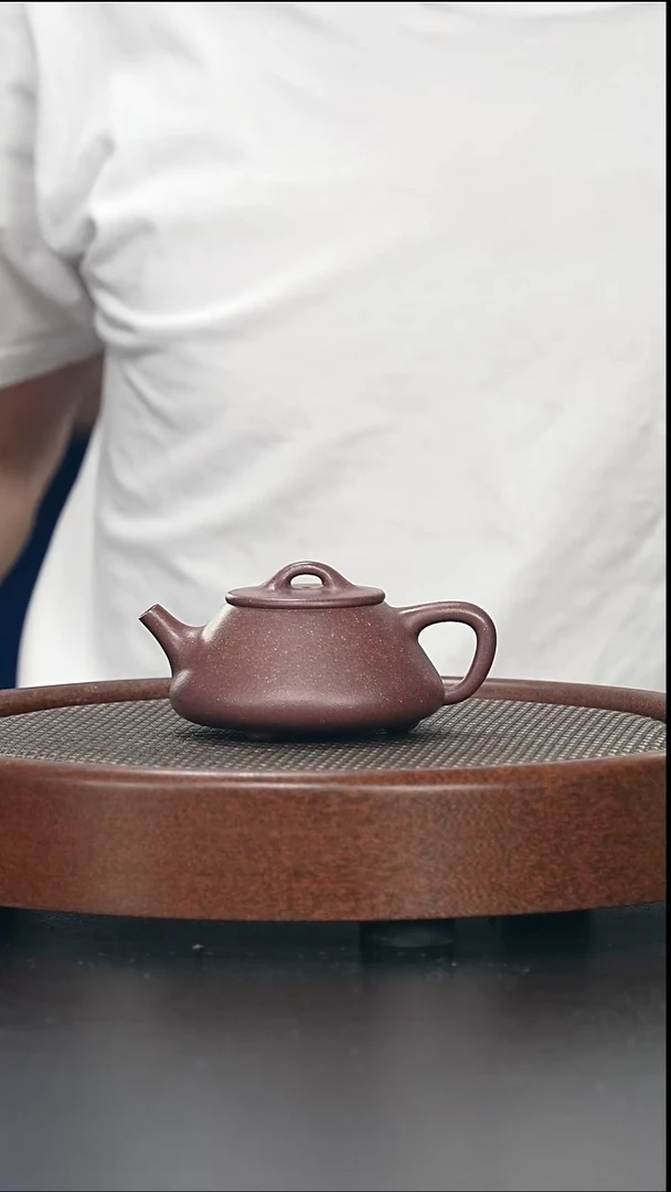 茶壶紫砂平盖石瓢-千禧紫泥-全手工无添加-170cc（完美品）