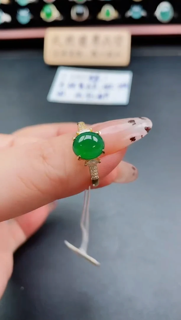 银S925镶嵌戒指翡翠1