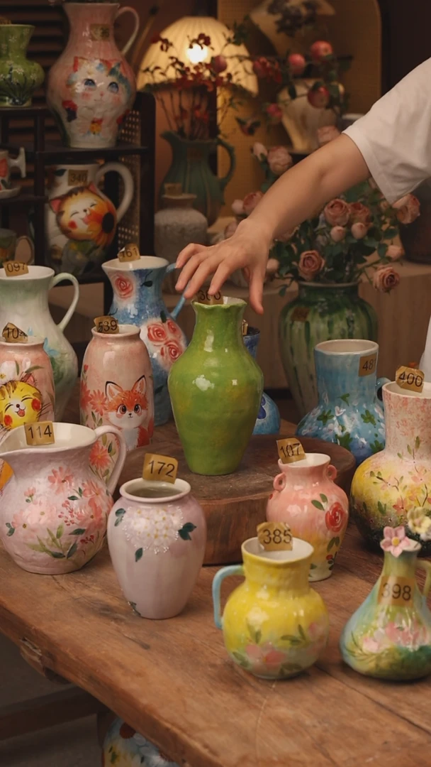 陶瓷景德镇设计师手作花器摆件侘寂风073