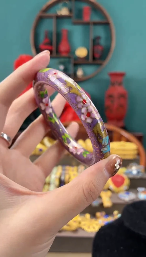 非遗手工景泰蓝镯子紫色