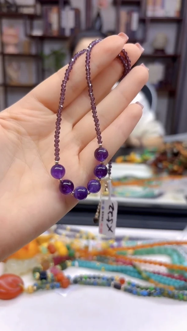 【闪购商品】紫晶颈饰未镶嵌DIY款X522