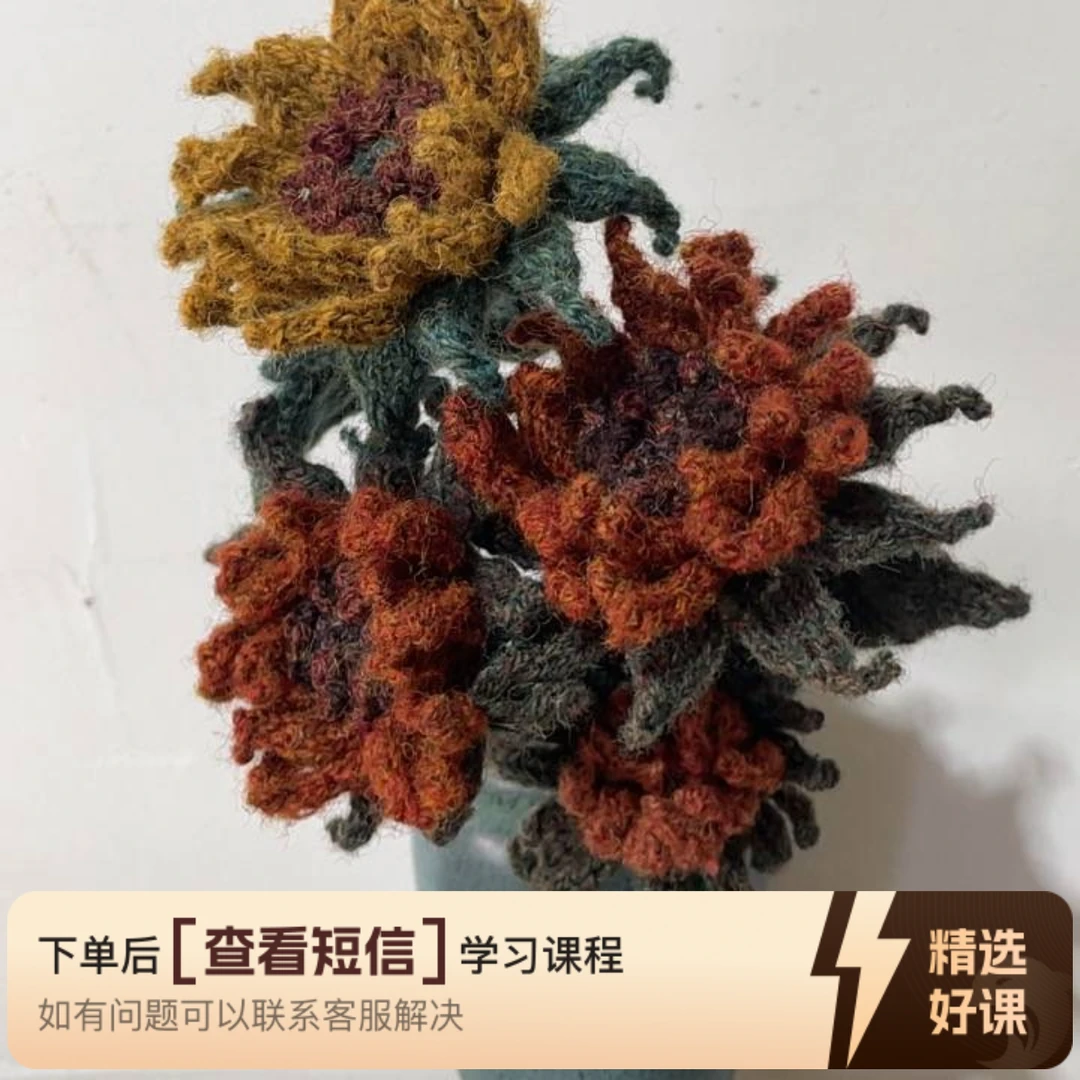 棒针梵高向日葵课程（留意短信解锁课程）