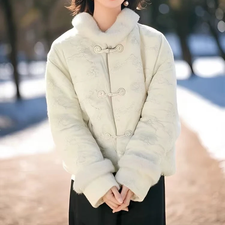 百搭冬季新款新中式盘扣淑女风棉衣H1807
