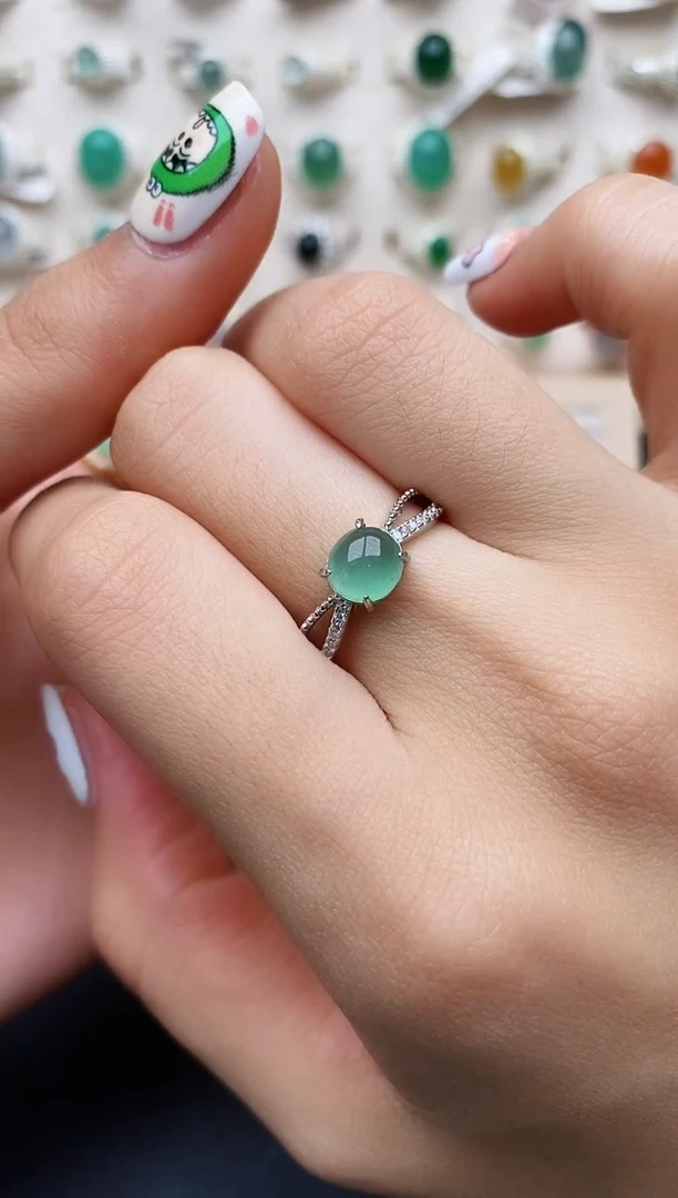 【闪购商品】翡翠戒指银S925镶嵌缅甸翡翠