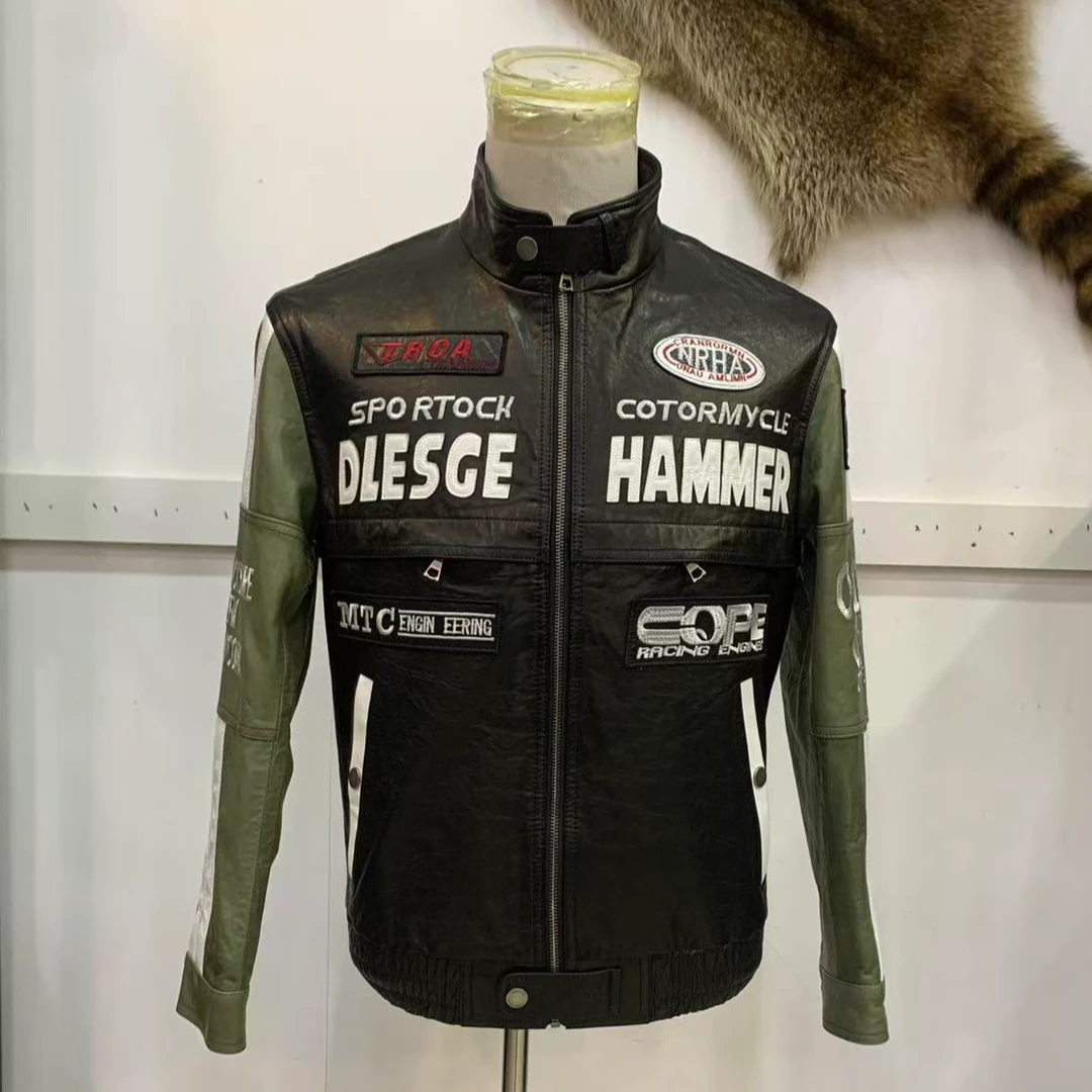 超级帅气立领时尚绵羊皮机车服保暖真皮皮衣短款休闲秋冬男款9870