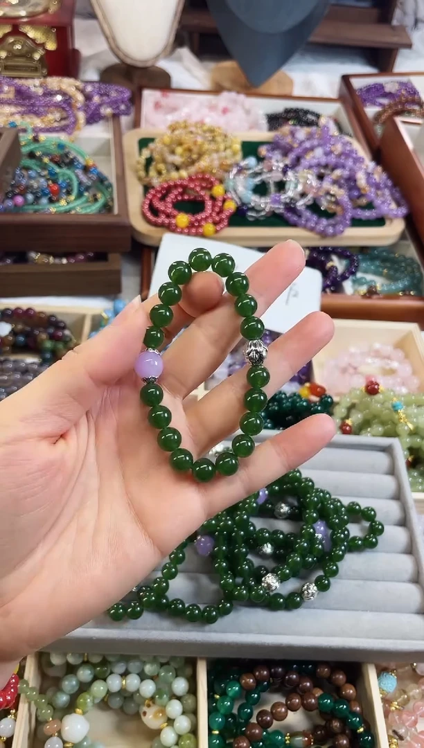 【闪购商品】玛瑙/玉髓手链未镶嵌卡8苔玉天然玉石