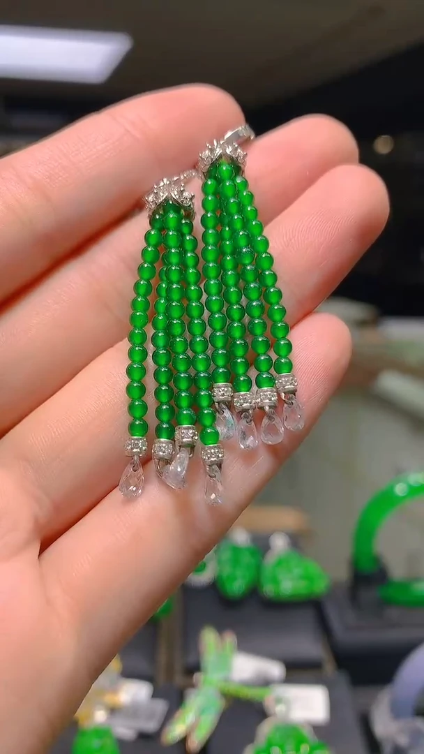 银S925镶嵌翡翠耳饰029（多样性发其一）