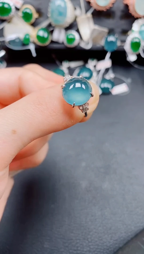 银S925镶嵌戒指翡翠翡翠