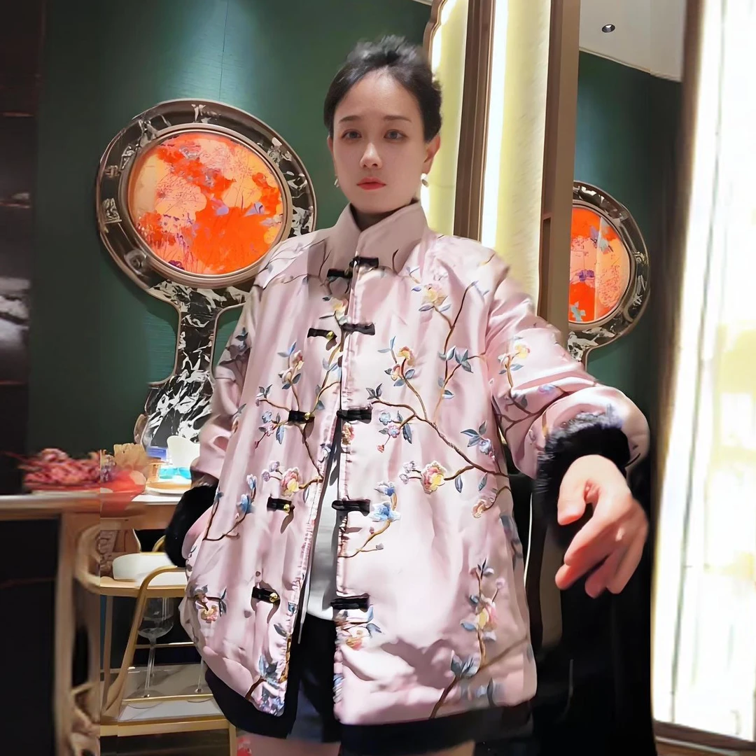 诺谰【水貂毛两面穿】中式中长款宽松阔皮草外套貂皮大衣女款24033